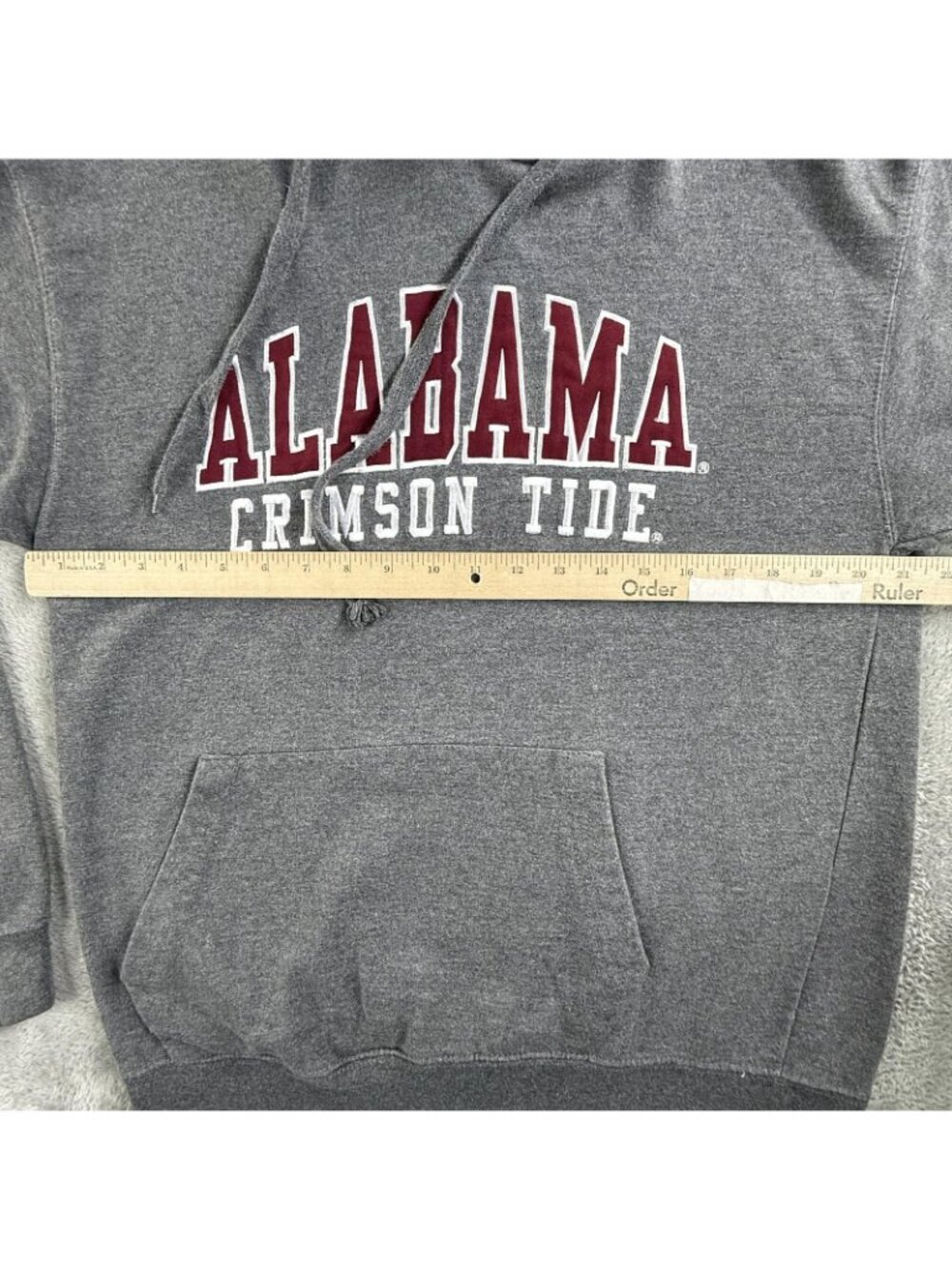 Alabama Crimson Tide Hoodie Sweatshirt Mens Large Gray NCAA Football Old varsity - Picture 8 of 15